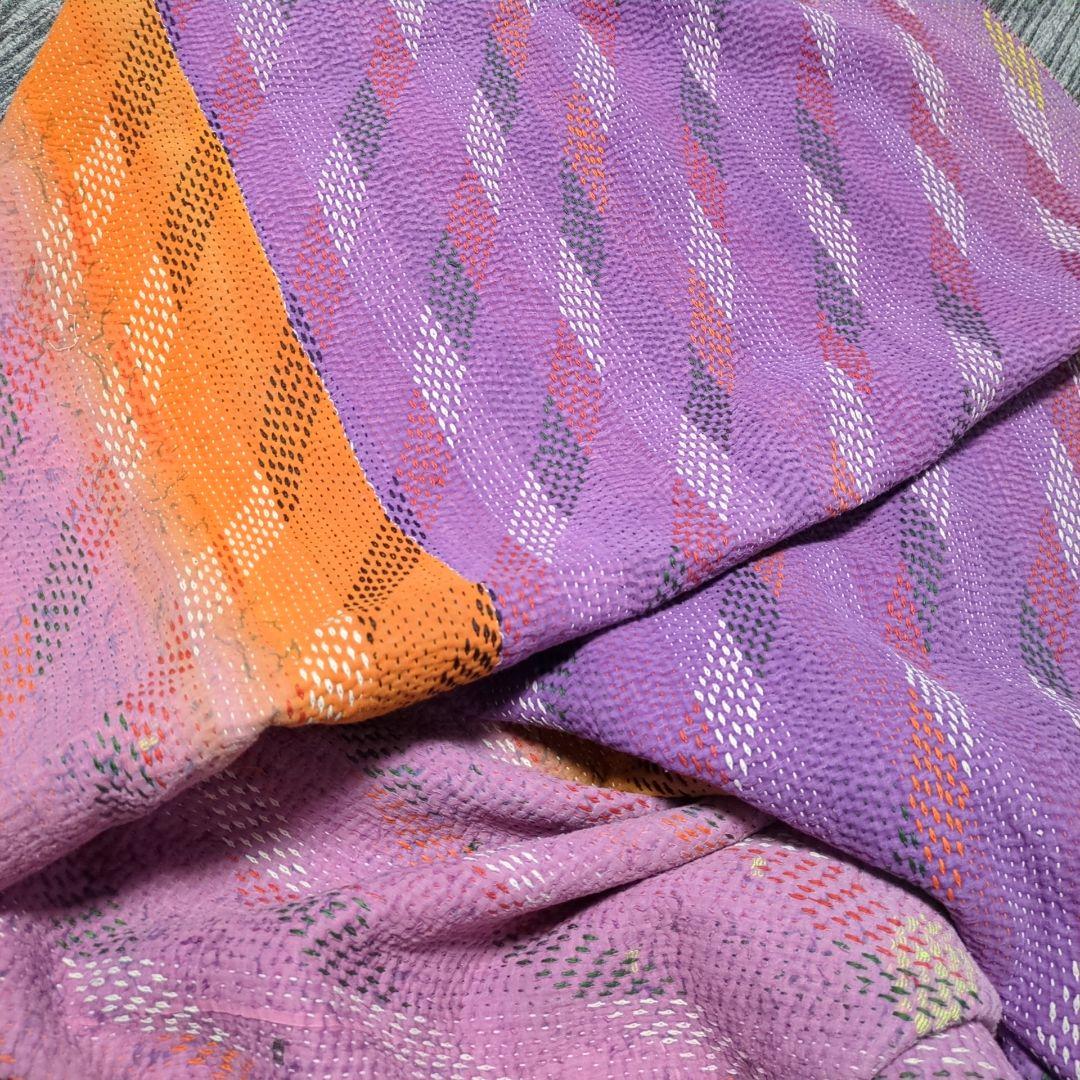 142❁︎インド ヴィンテージ カンタキルト ラリーキルト リバーシブル 紫