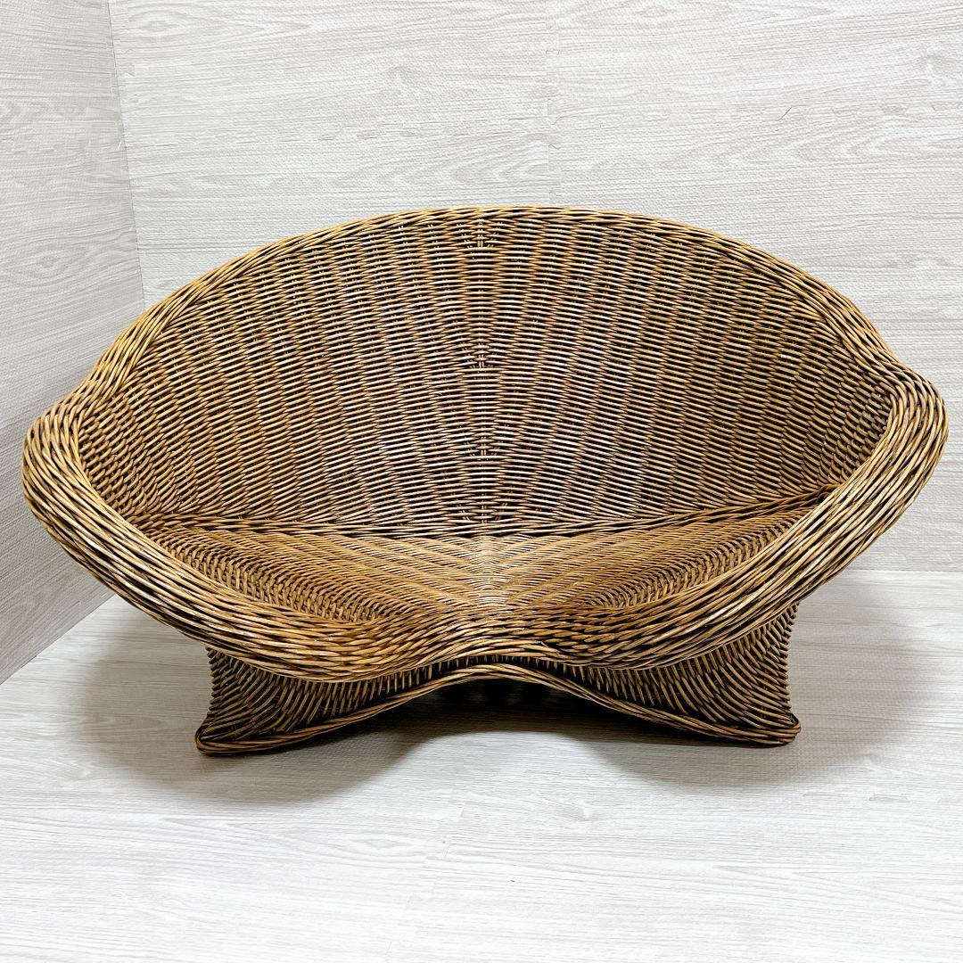 【良品✨送料無料】天然素材 ラタン（籐）瞑想座椅子 あぐらチェア ヨガ座椅子