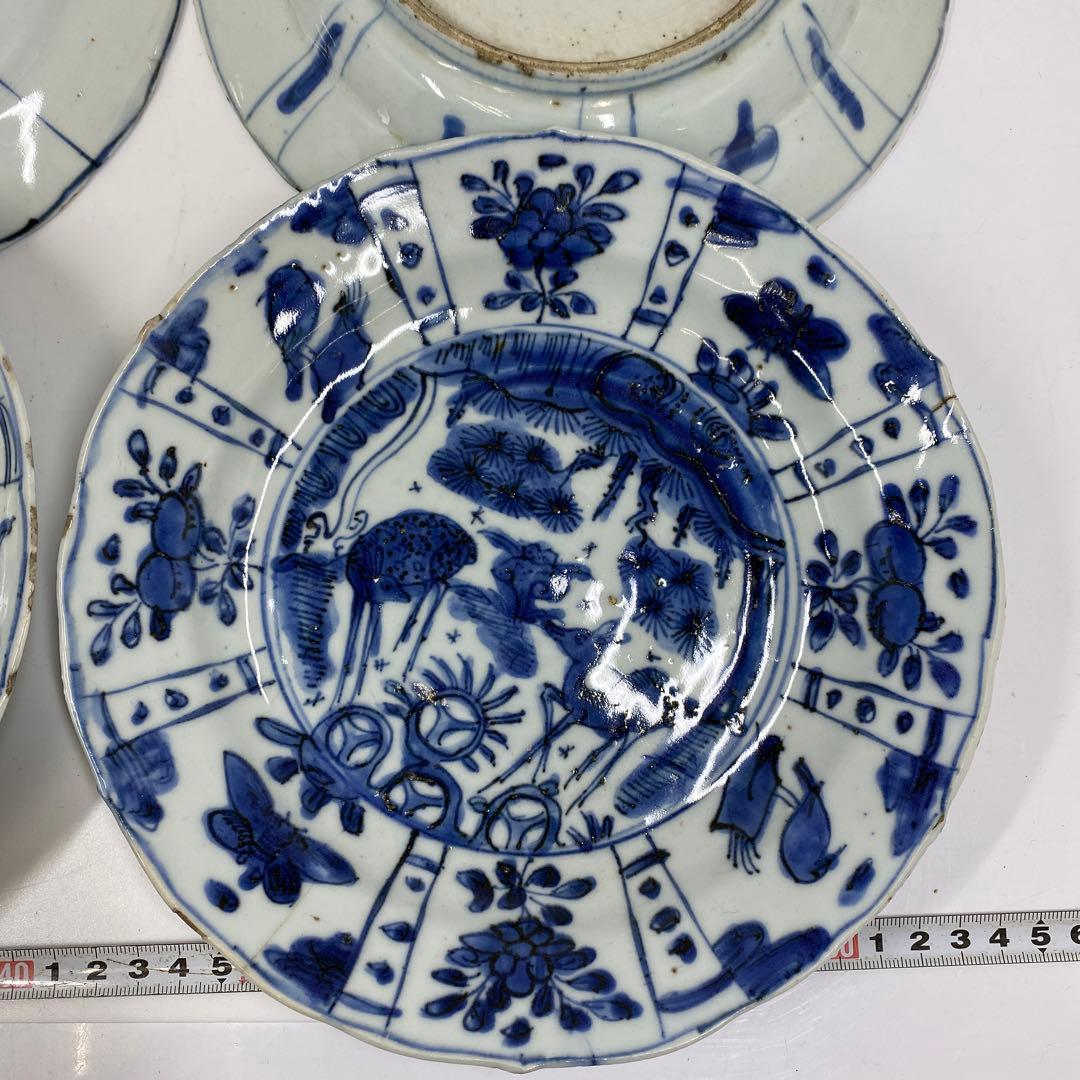 専用　中国明時代　古染付　七寸皿　7枚　チヒコ　東さ6-1201③