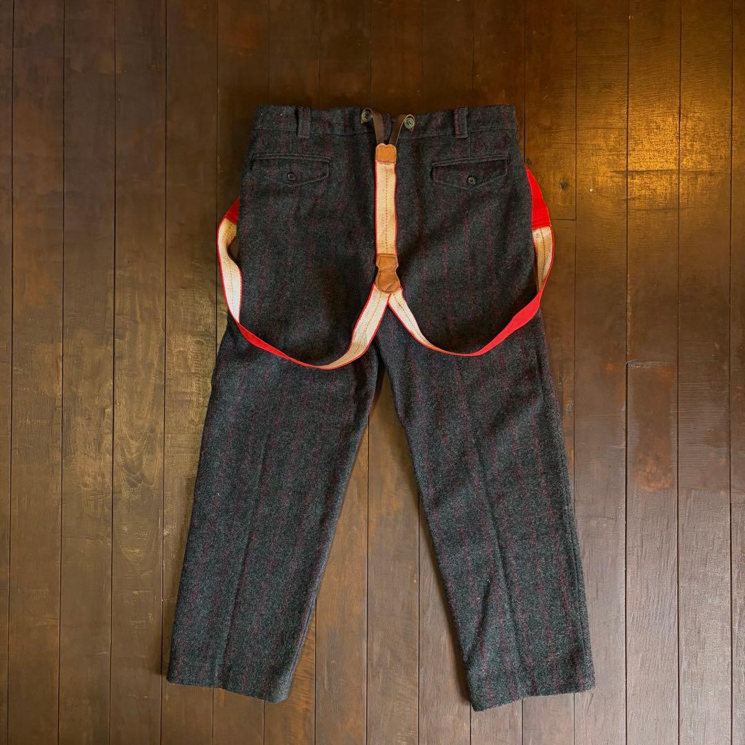 80sUSA製！！【L.L.Bean エルエルビーン】ウールサスペンダーパンツ