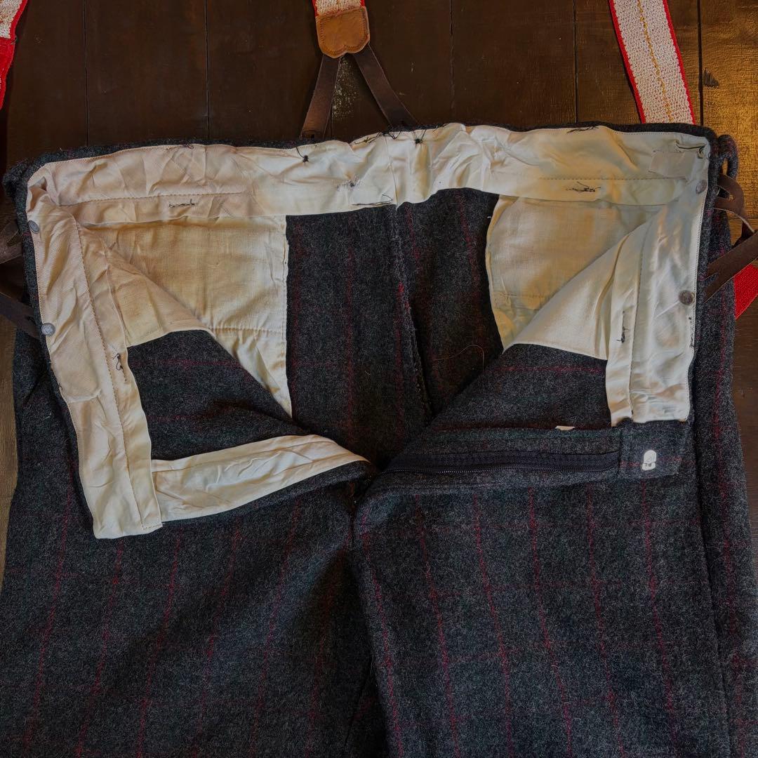 80sUSA製！！【L.L.Bean エルエルビーン】ウールサスペンダーパンツ