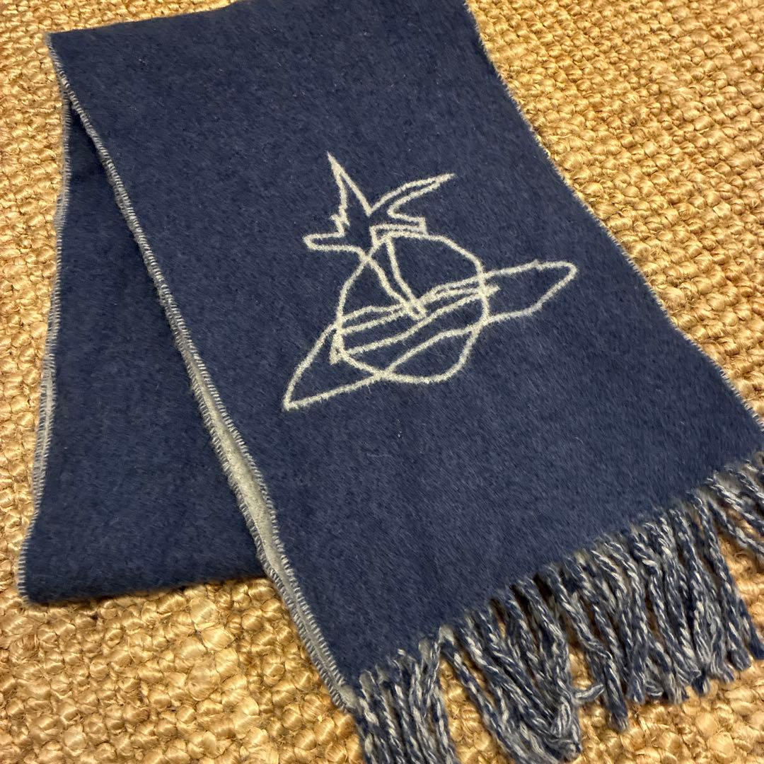 VIVIENNE WESTWOOD オーブデザイン マフラー ブルー