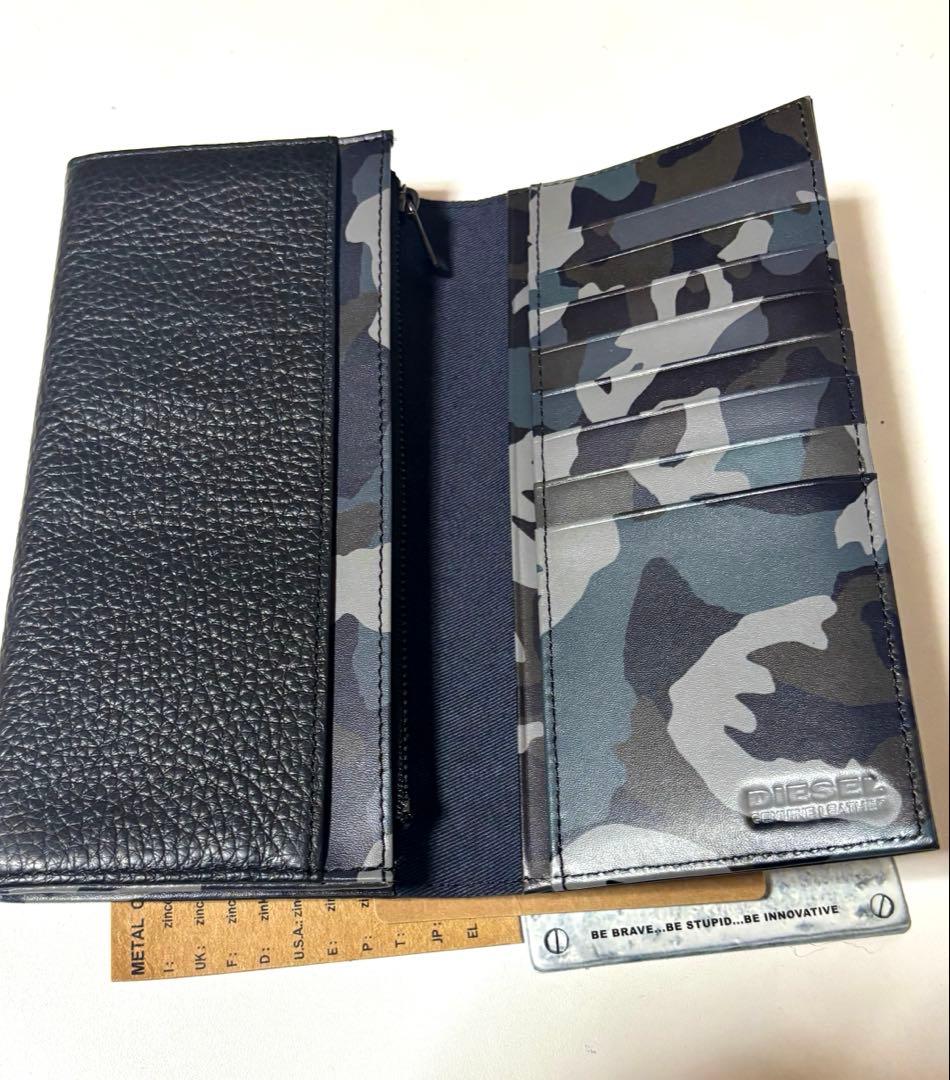 未使用　新品DIESEL レザー長財布　黒　迷彩柄