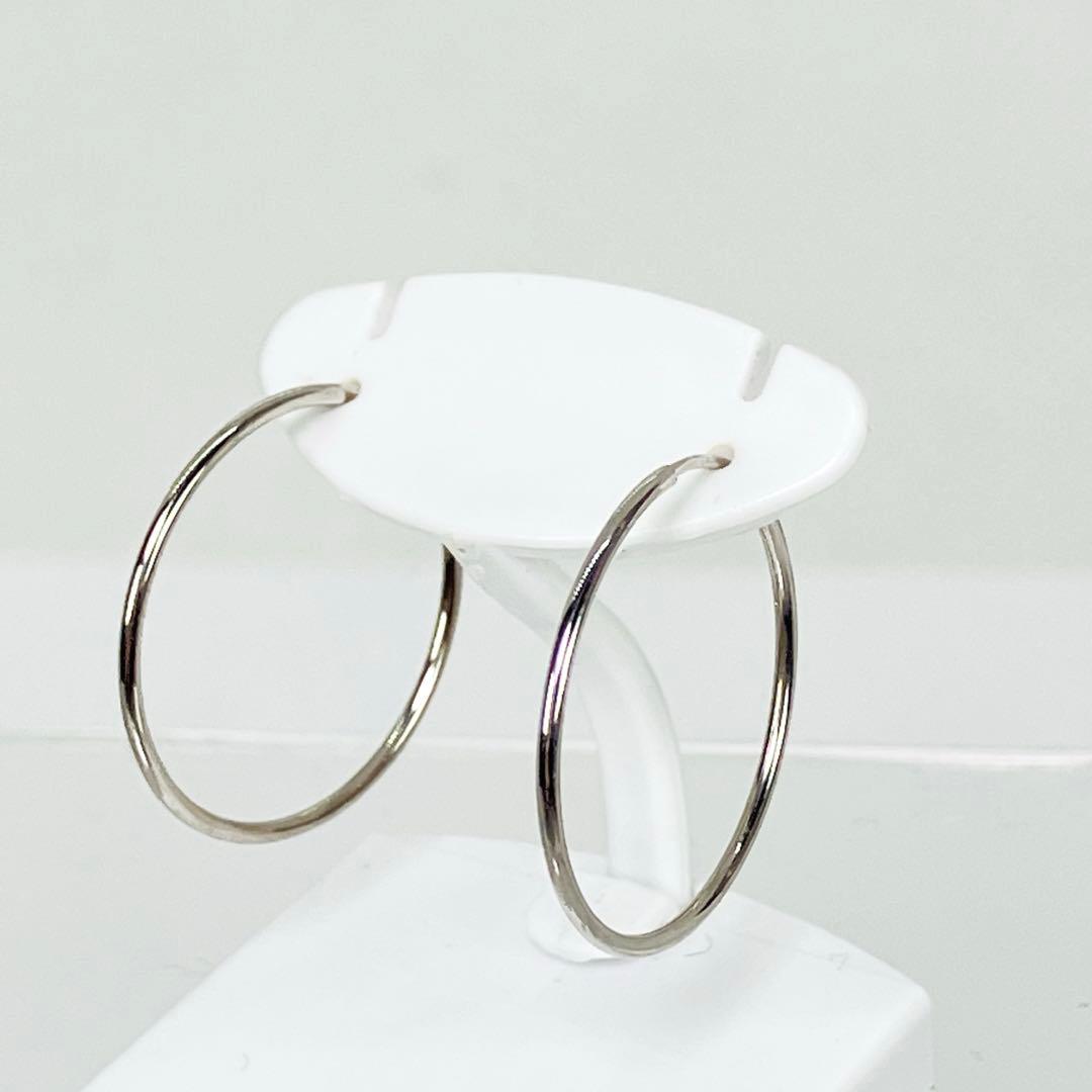 K10(WG) 地金 フープ ピアス 直径20mm