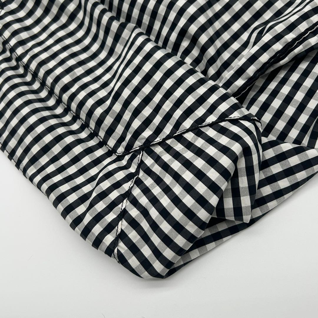 PRADA ギンガムチェック トートバッグ 三角ロゴ 大容量 ブラック 白タグ