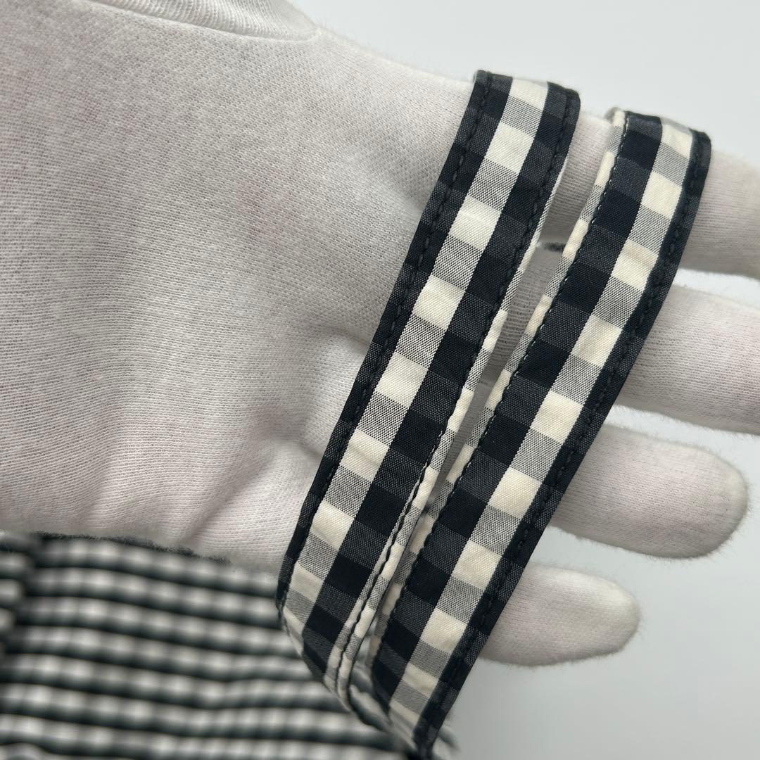 PRADA ギンガムチェック トートバッグ 三角ロゴ 大容量 ブラック 白タグ