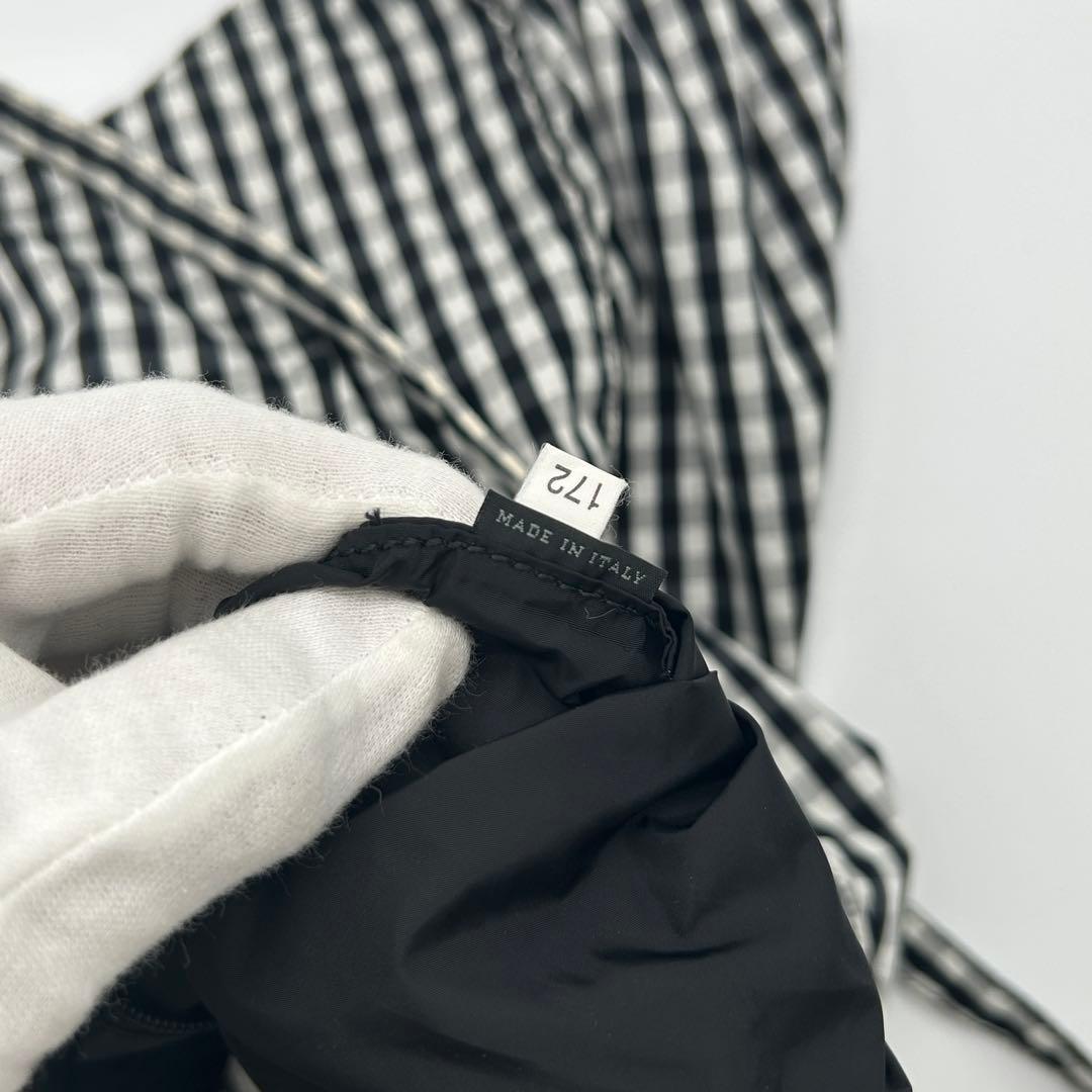 PRADA ギンガムチェック トートバッグ 三角ロゴ 大容量 ブラック 白タグ