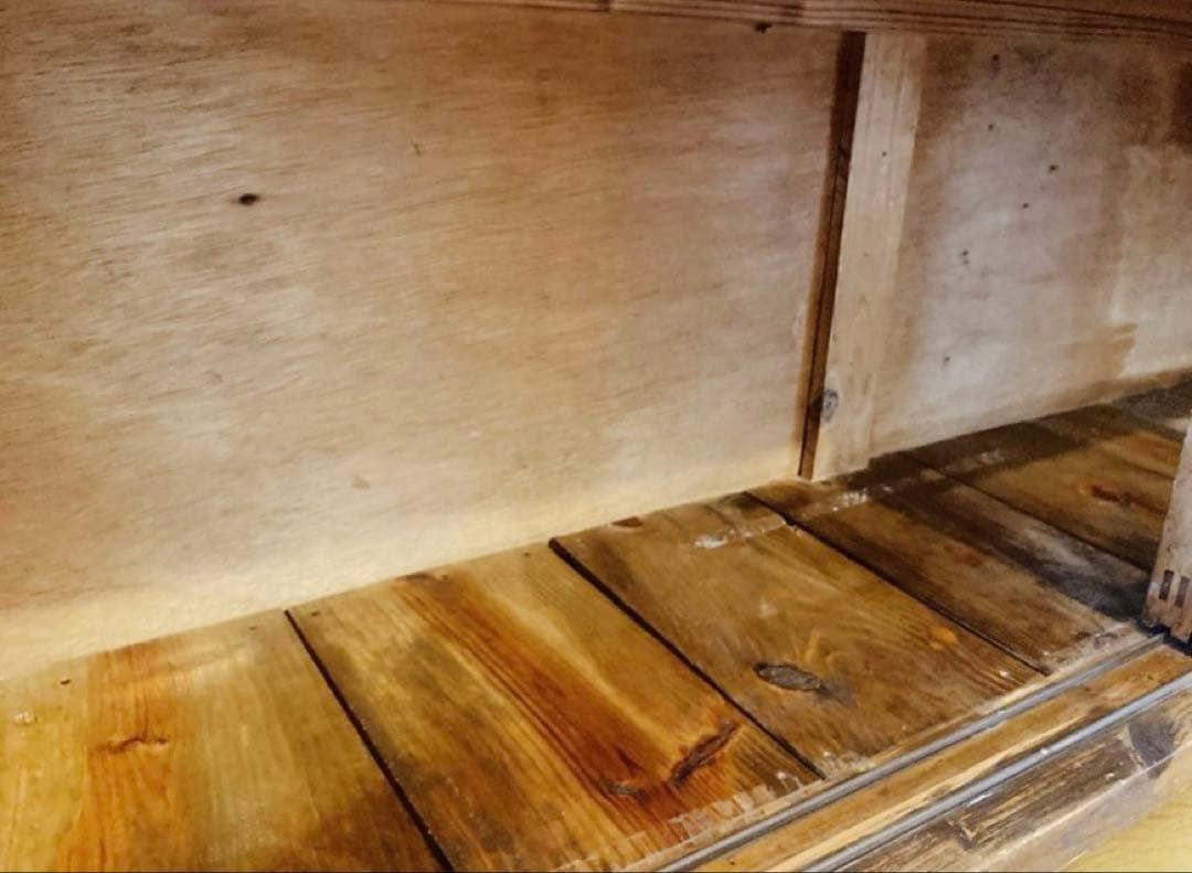 古いガラス戸棚　古道具　アンティーク　木製棚　ヴィンテージ