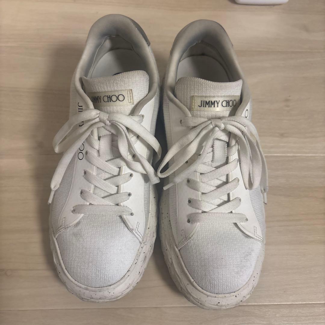 ジミーチュウ　ダイヤモンドカットスニーカー　ホワイト　38