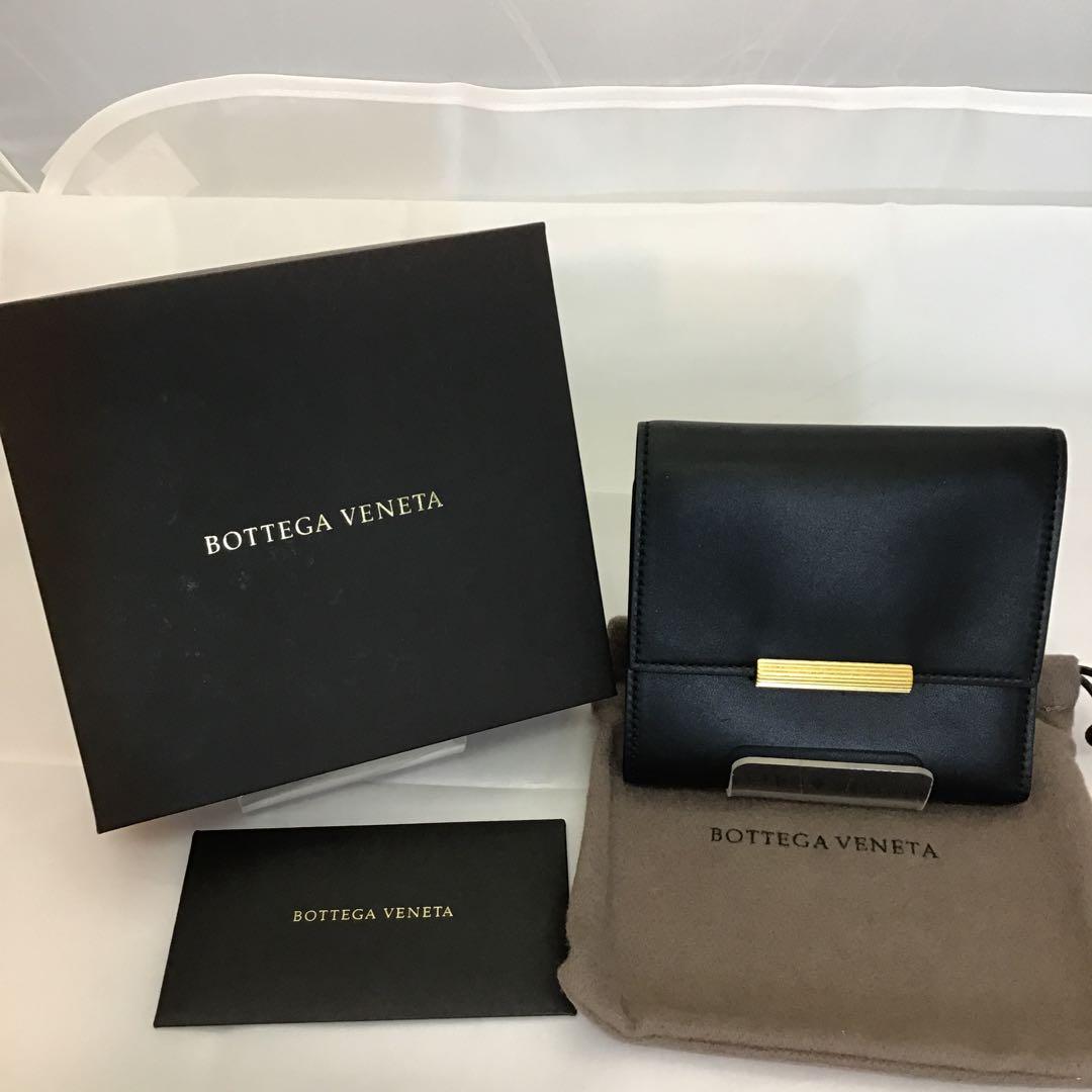 ❣️未使用❣️BOTTEGA VENETAボッテガヴェネタレザー三つ折り財布ブラック