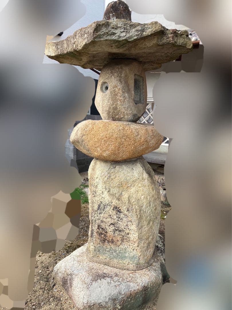 大型　石灯篭③ 天然石　国産　苔付き　茶道　縁起　石の燈籠（とうろう）