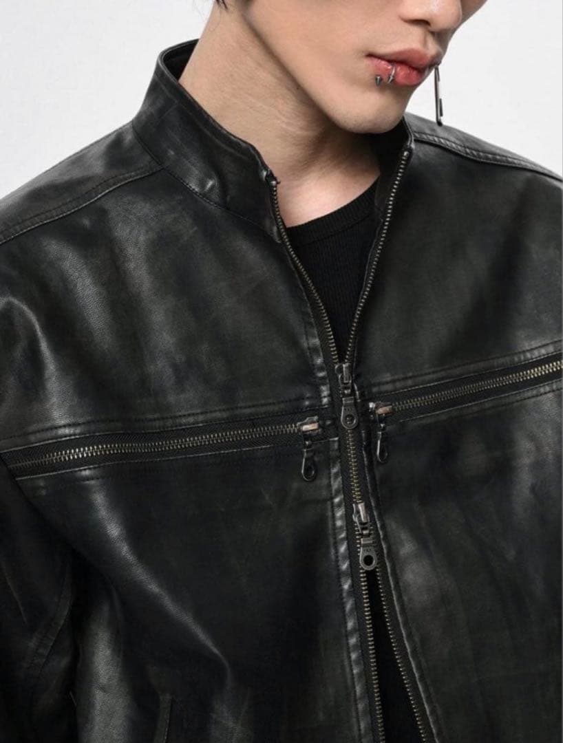 SGW 十字架 ライダースジャケット　レザー　秋　クロスモチーフ