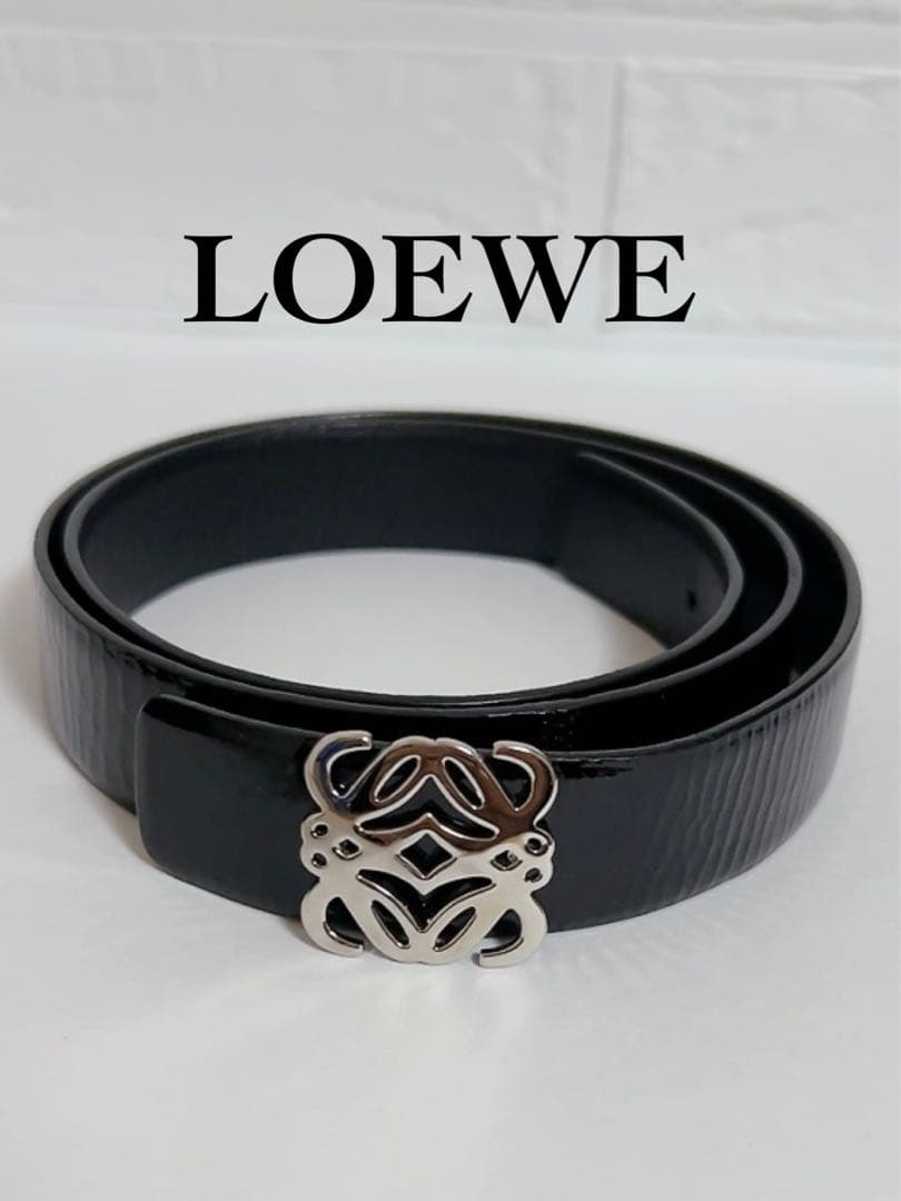 ロエベ　LOEWE ベルト　アナグラム　黒　ブラック