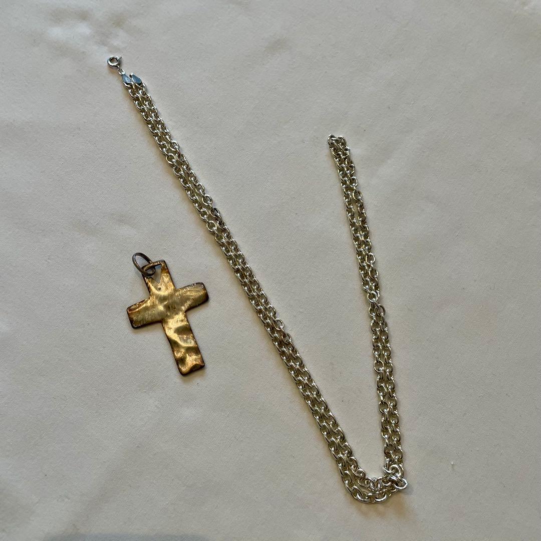925シルバー ハンマードクロス ネックレス