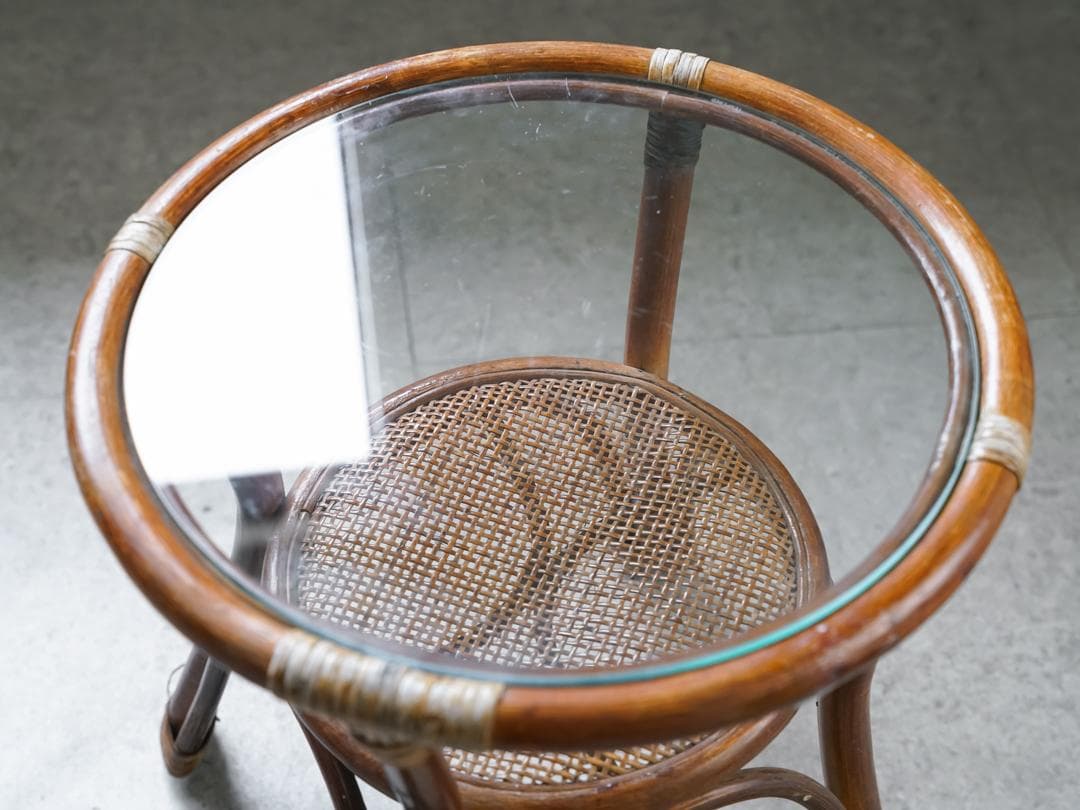 ヴィンテージ ラタン サイドテーブル 籐 ジャパニーズモダン ナチュラル