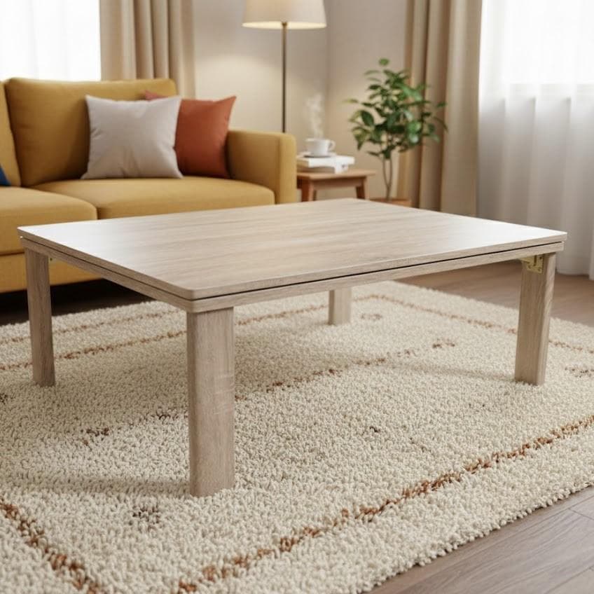 【新品】カジュアルこたつ　天板リバーシブル　折れ脚 長方形　アウトレット