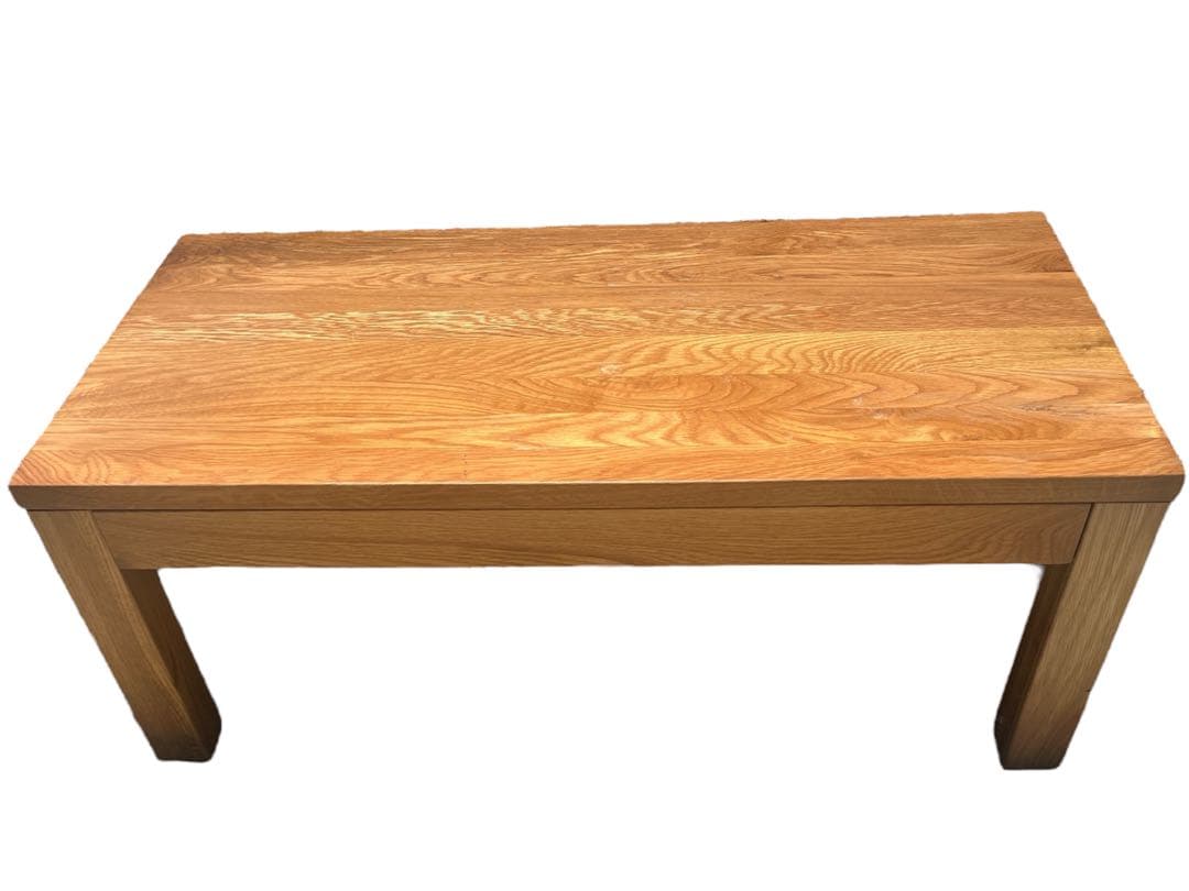 無印良品　無垢材ローテーブル　オーク材　引出付