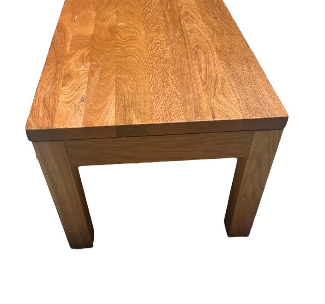 無印良品　無垢材ローテーブル　オーク材　引出付