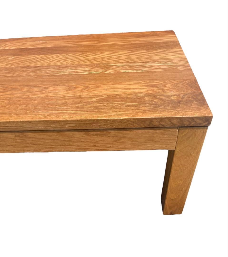 無印良品　無垢材ローテーブル　オーク材　引出付