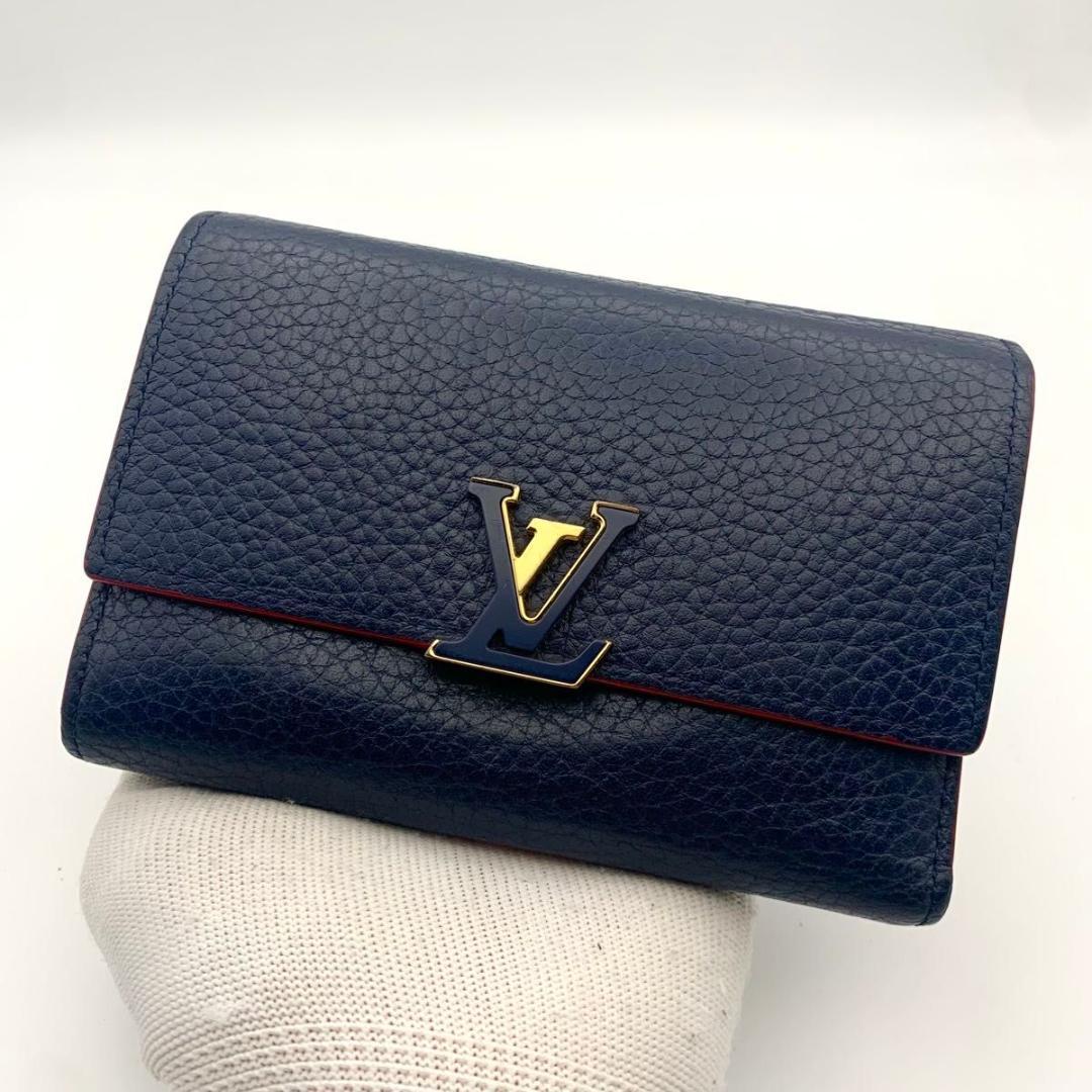 鑑定済み 美品 ルイヴィトン ポルトフォイユ カプシーヌ コンパクト 財布 革