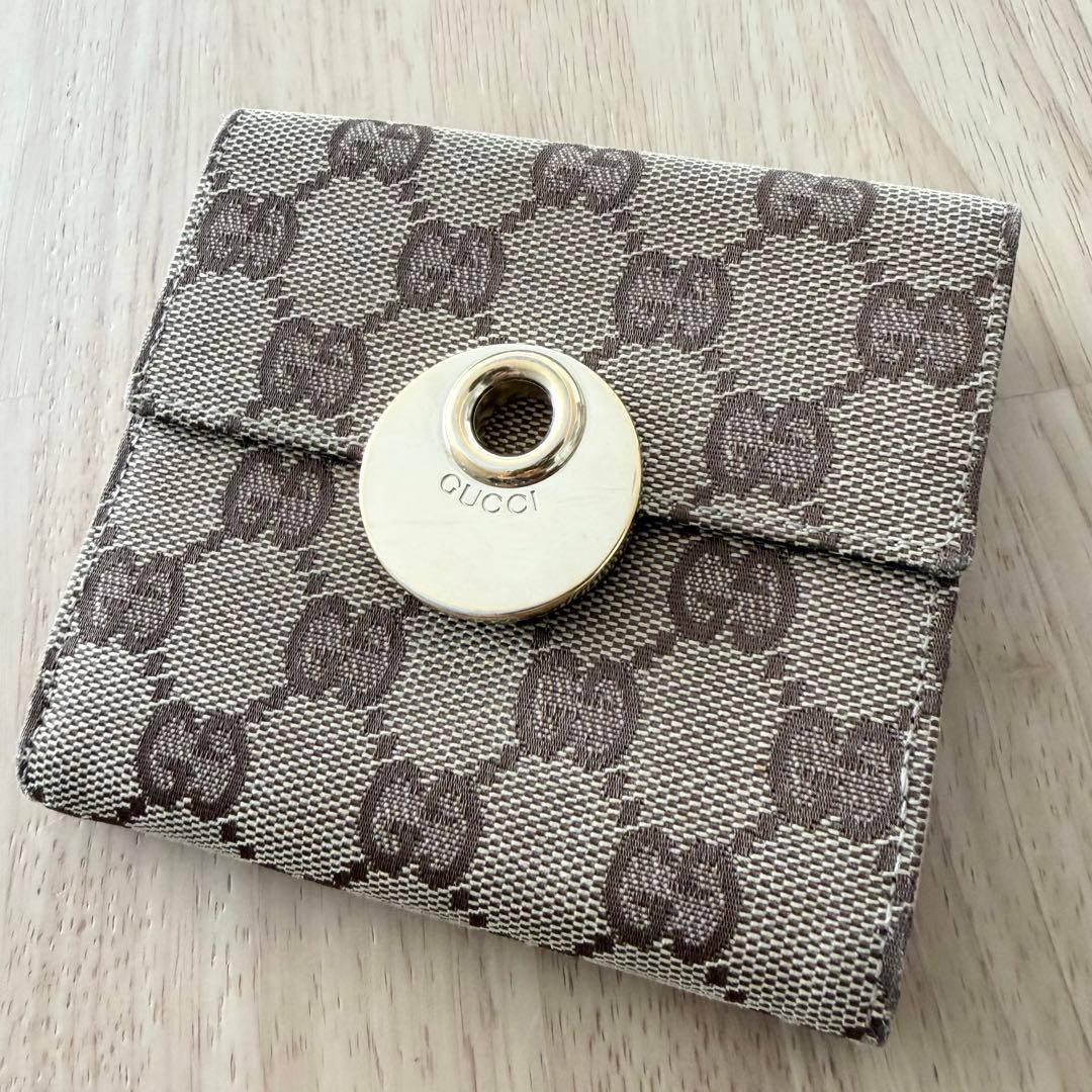 Gucci GGパターン 二つ折り財布 ベージュ/ピンク