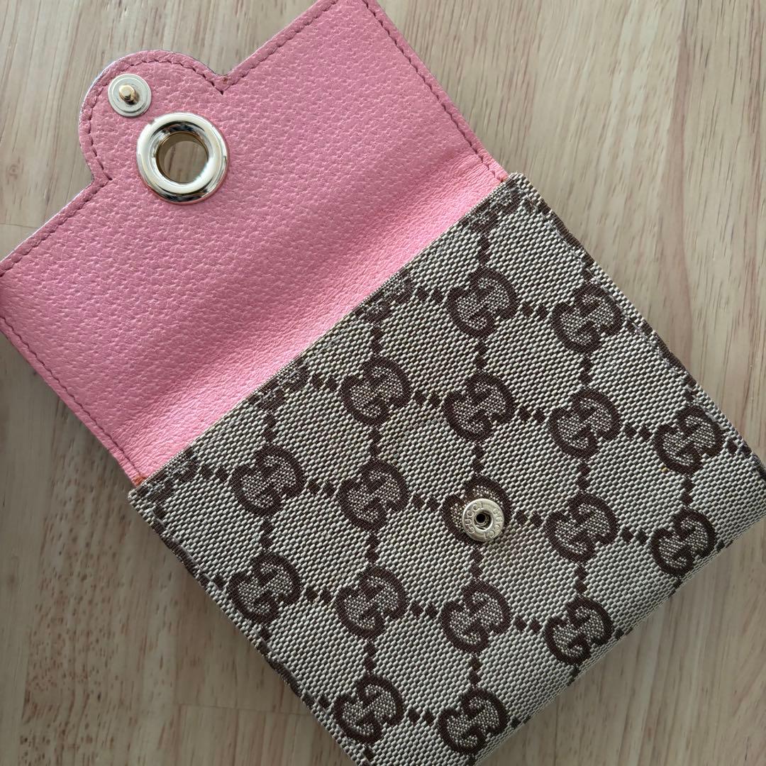 Gucci GGパターン 二つ折り財布 ベージュ/ピンク