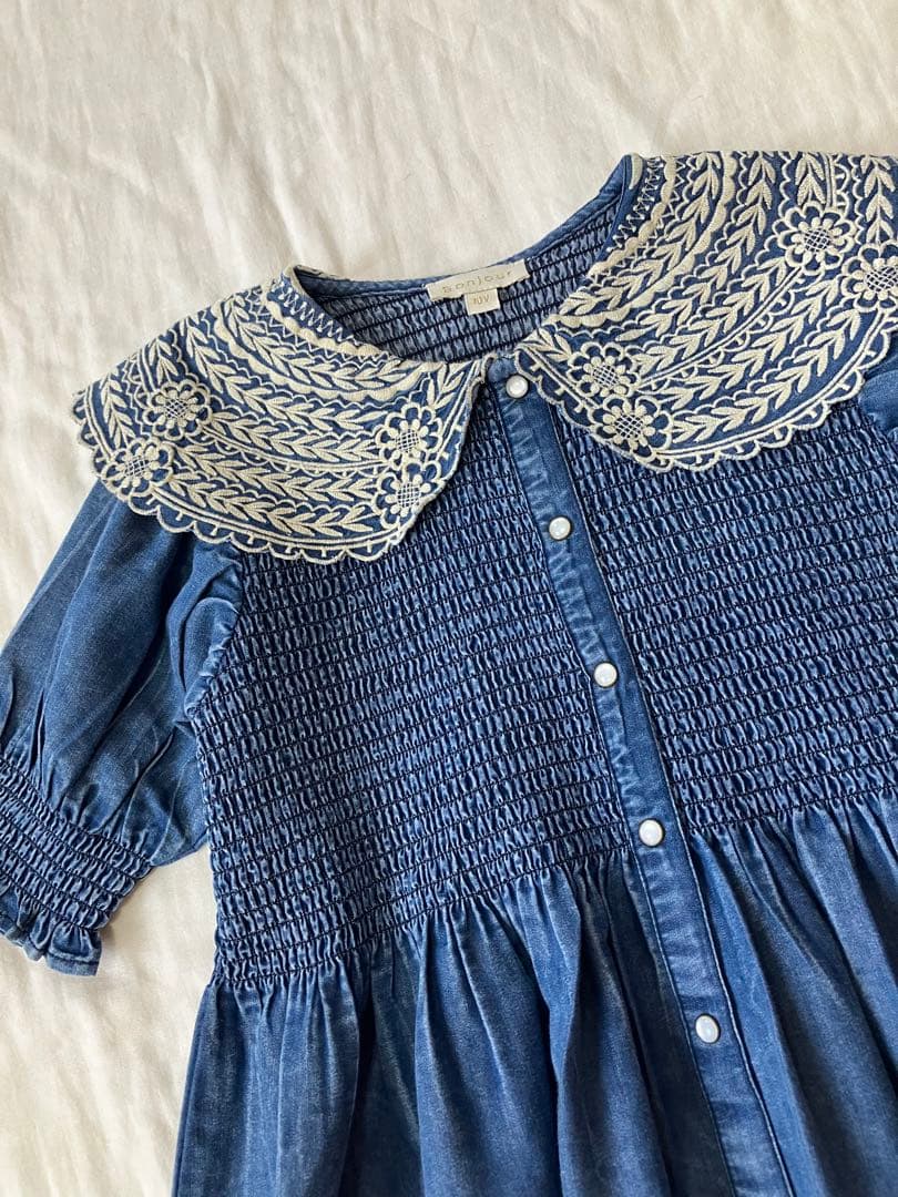 ワンピース Bonjour DENIM TUNIQUE handsmock 10y