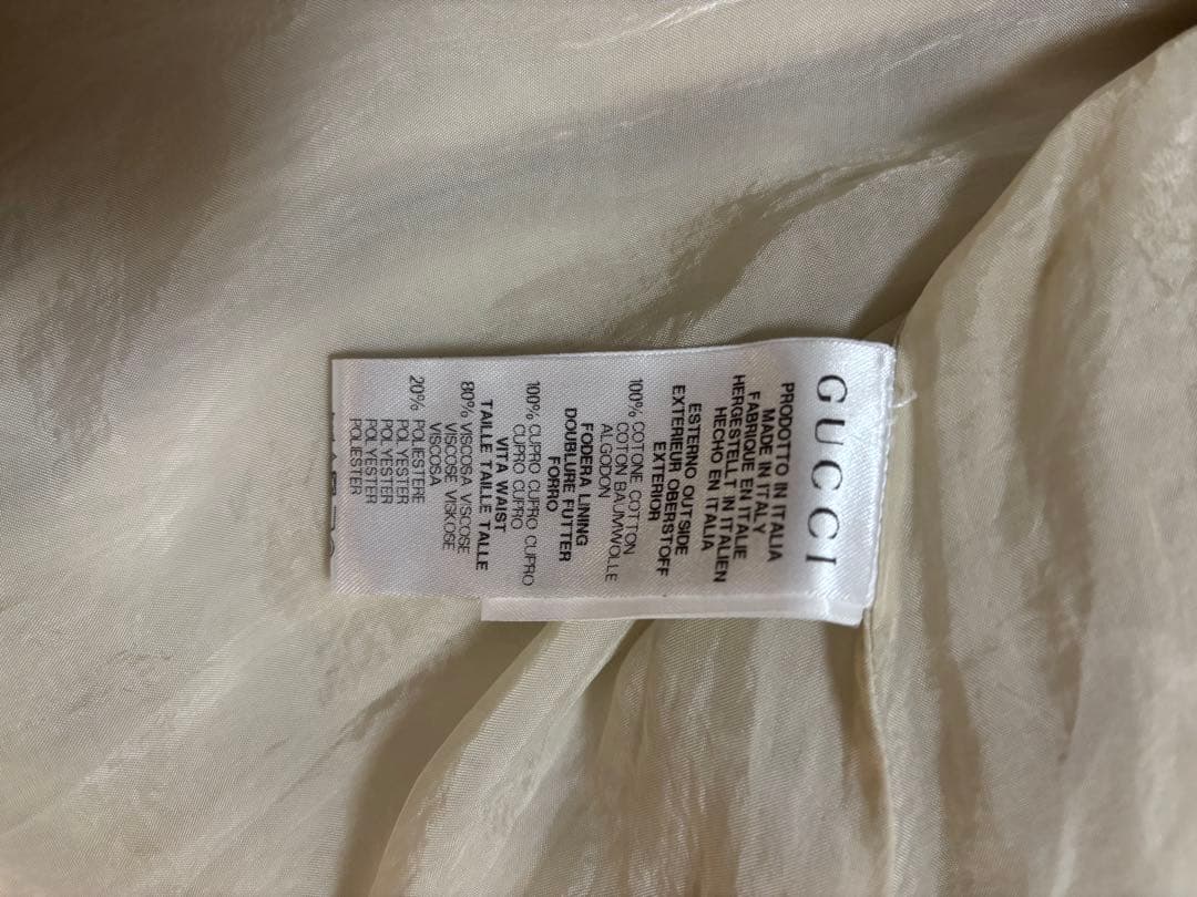 グッチ　ベージュ 半袖 ベロア風ワンピース