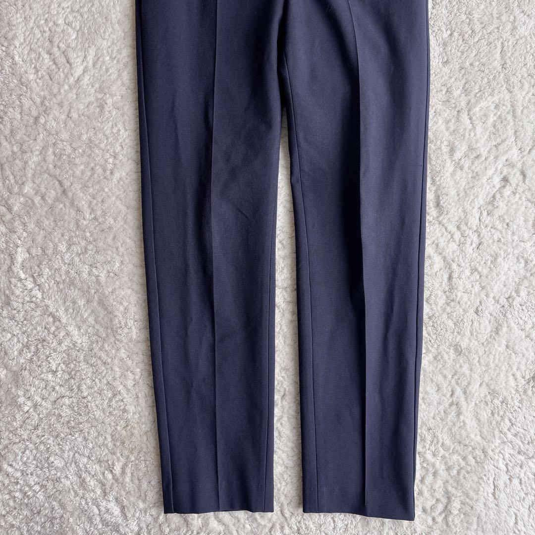 プラステ ノーカラーパンツスーツ ブラッシュドバック S/XS ネイビー