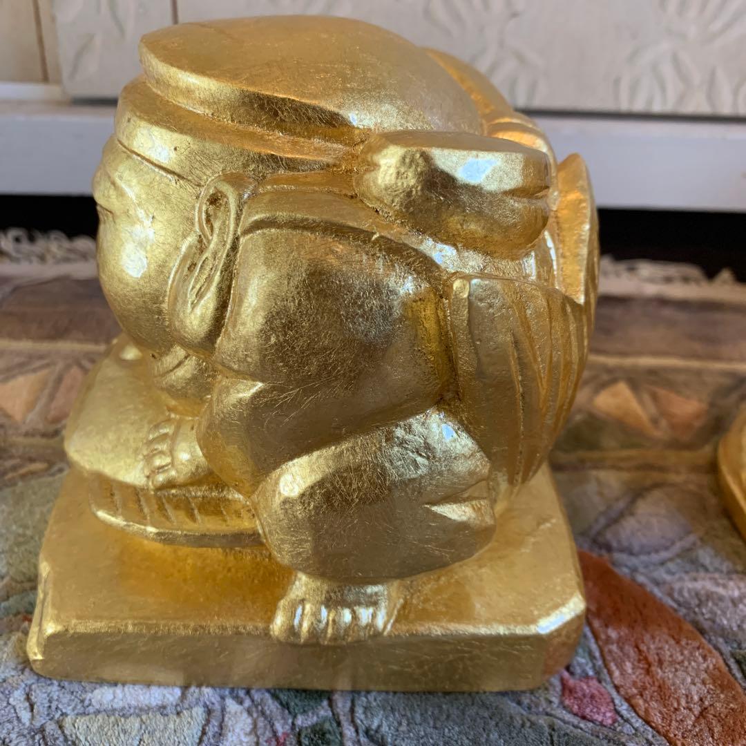 平櫛田中 満徳恵比寿尊 福聚大黒天尊 ブロンズ像 金 一対 新品 保証書付き