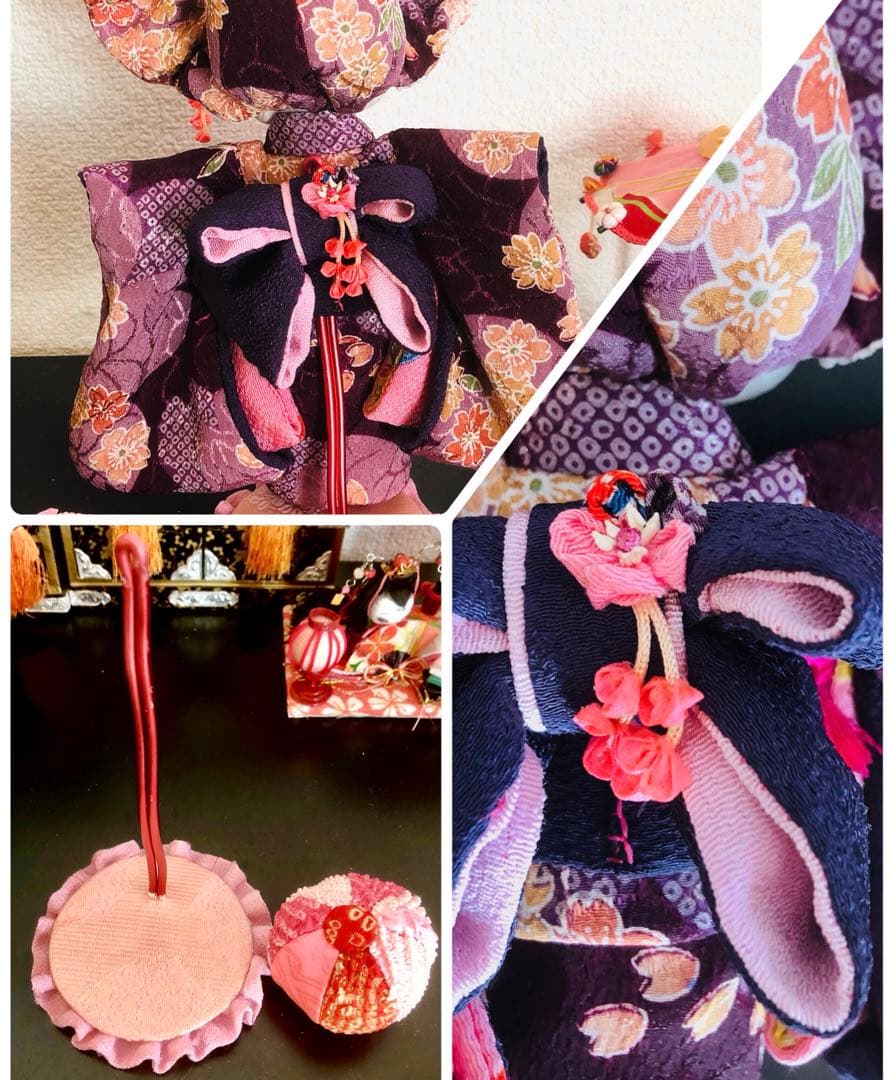 ＊夢 文化人形＊桃の節句乙女♡創作文化人形約24cmつまみ細工 お着物＊
