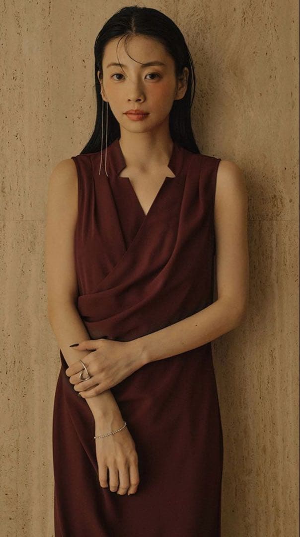 【お値下げ】anuans アニュアンス　ライトダブルサテンカシュクールワンピース