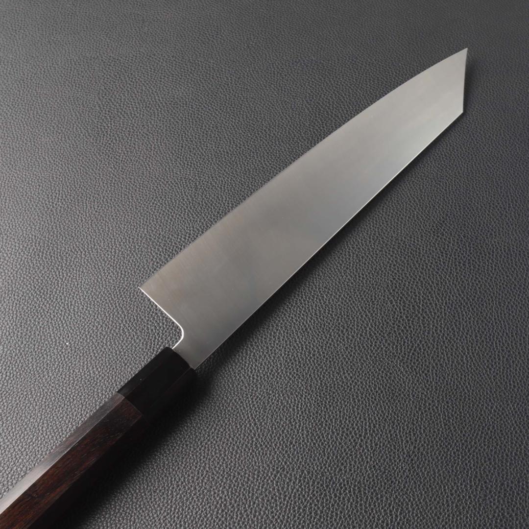 11104 切付型牛刀 8寸 刺身包丁 和牛刀 両刃包丁 黒檀黒水牛角八角柄