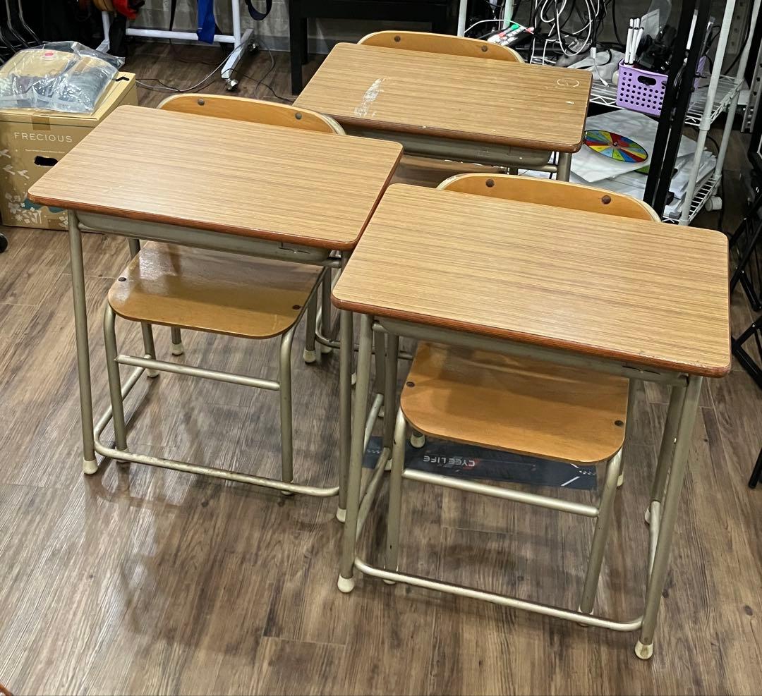 【直接お引き取り限定】5セット一括 学校机と椅子（3号） 小学校 中学校