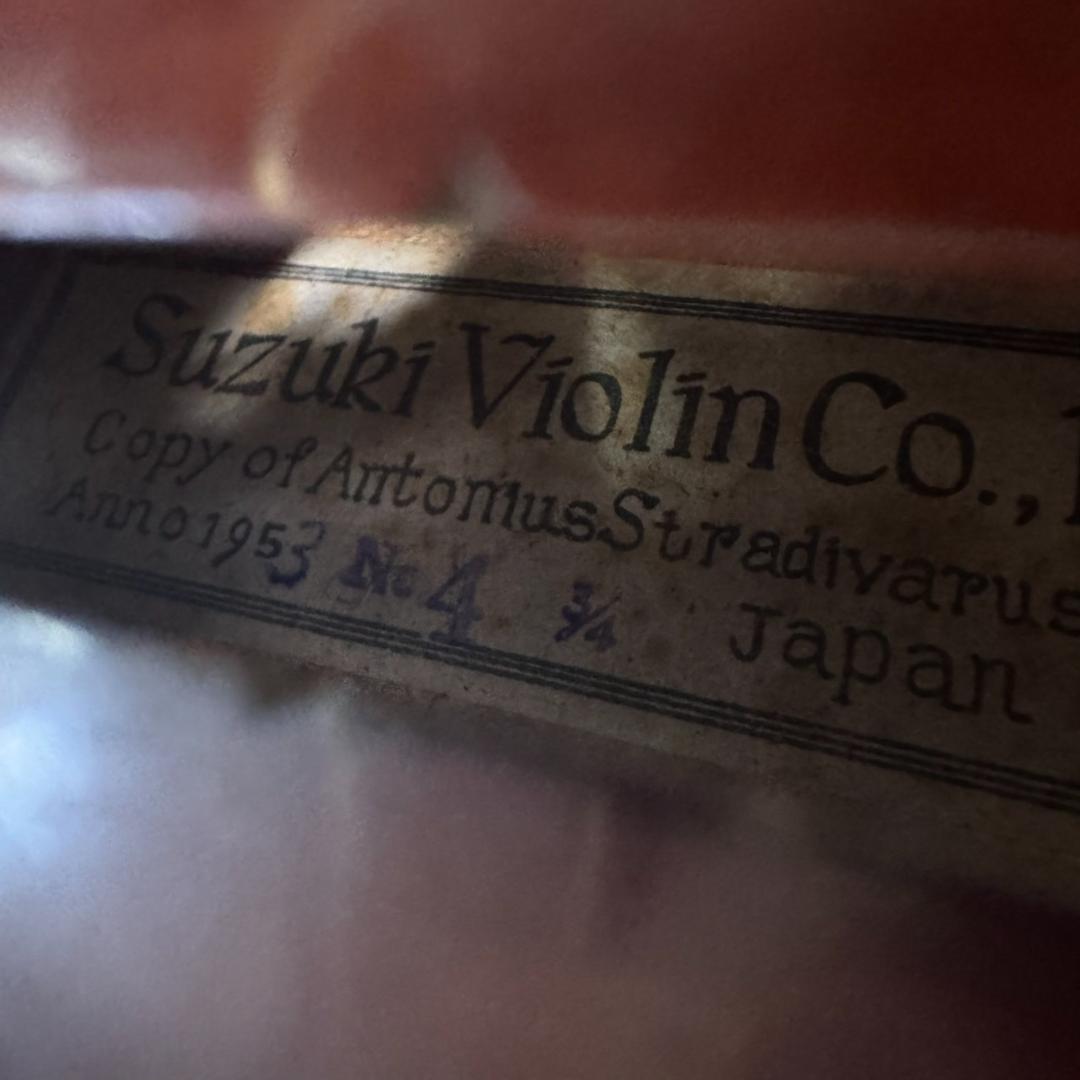 ★SUZUKI　3/4　バイオリン　No.4　ケース付き　1953製　鈴木