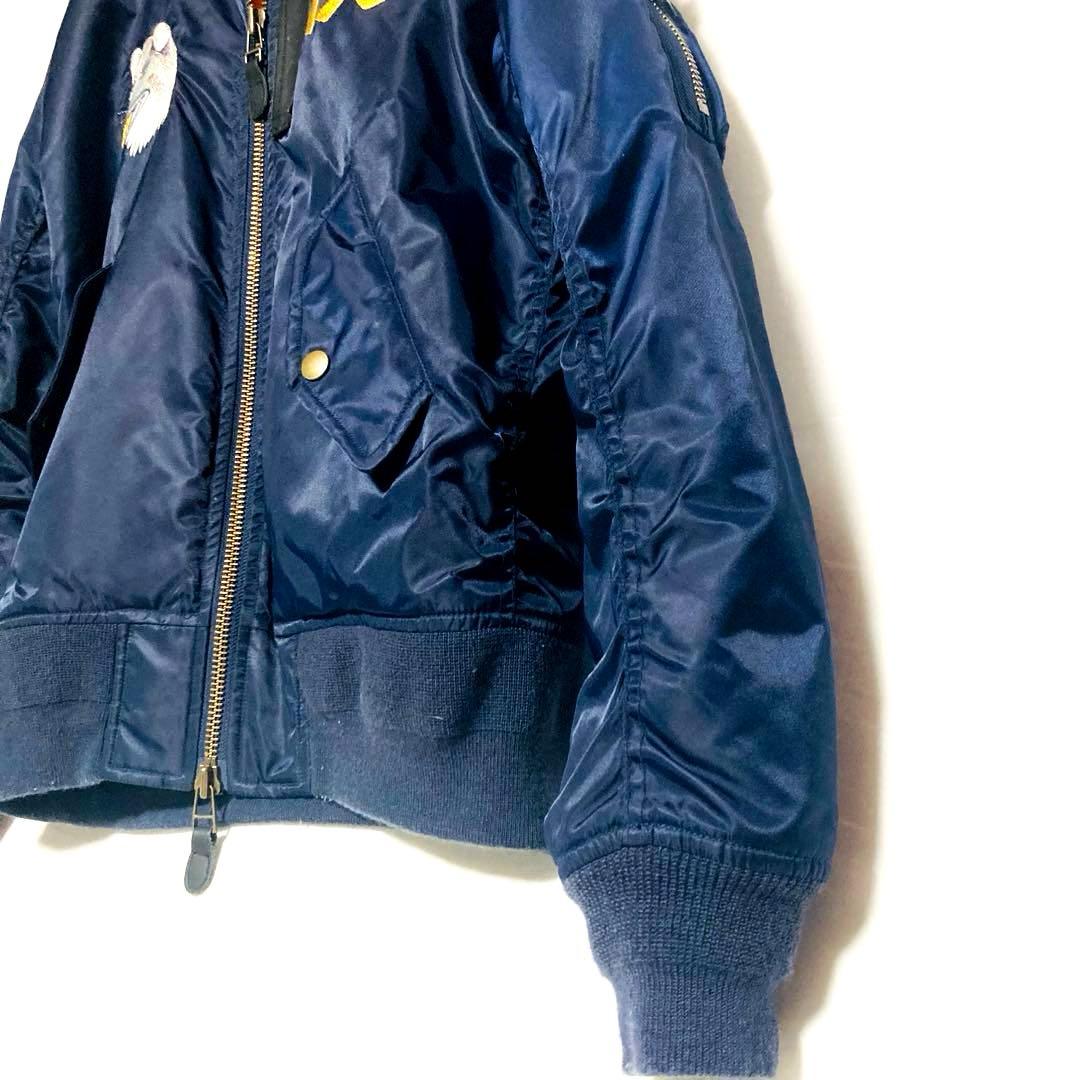 渋谷ハチ公 刺繍 MA-1 スカジャン 東京スーベニア 短丈 Mサイズ ネイビー