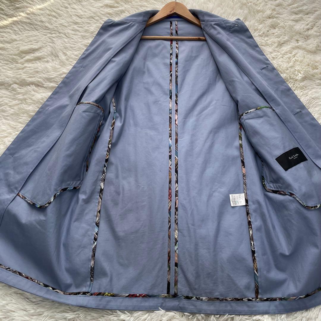 極美品✨ポールスミス　春コート　花柄パイピング　ライトブルー　L