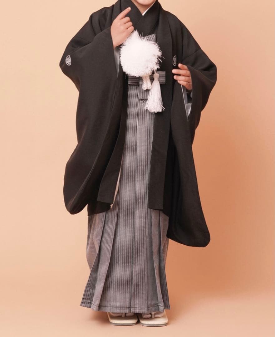 【115cm着付カンタン紋付き羽織袴8点セット＋足袋+雪駄 一式】