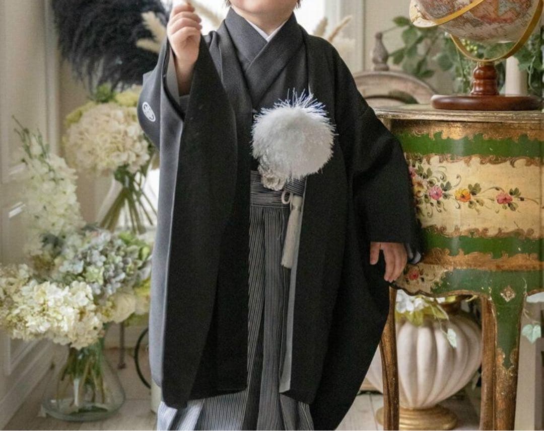 【115cm着付カンタン紋付き羽織袴8点セット＋足袋+雪駄 一式】