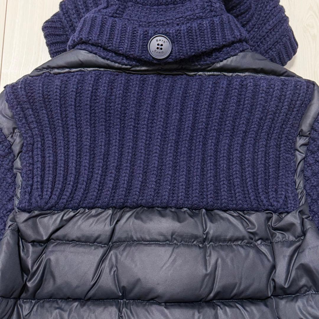 Bark バーク 鬼ワッフル編み ダウンジャケット ネイビー 異素材