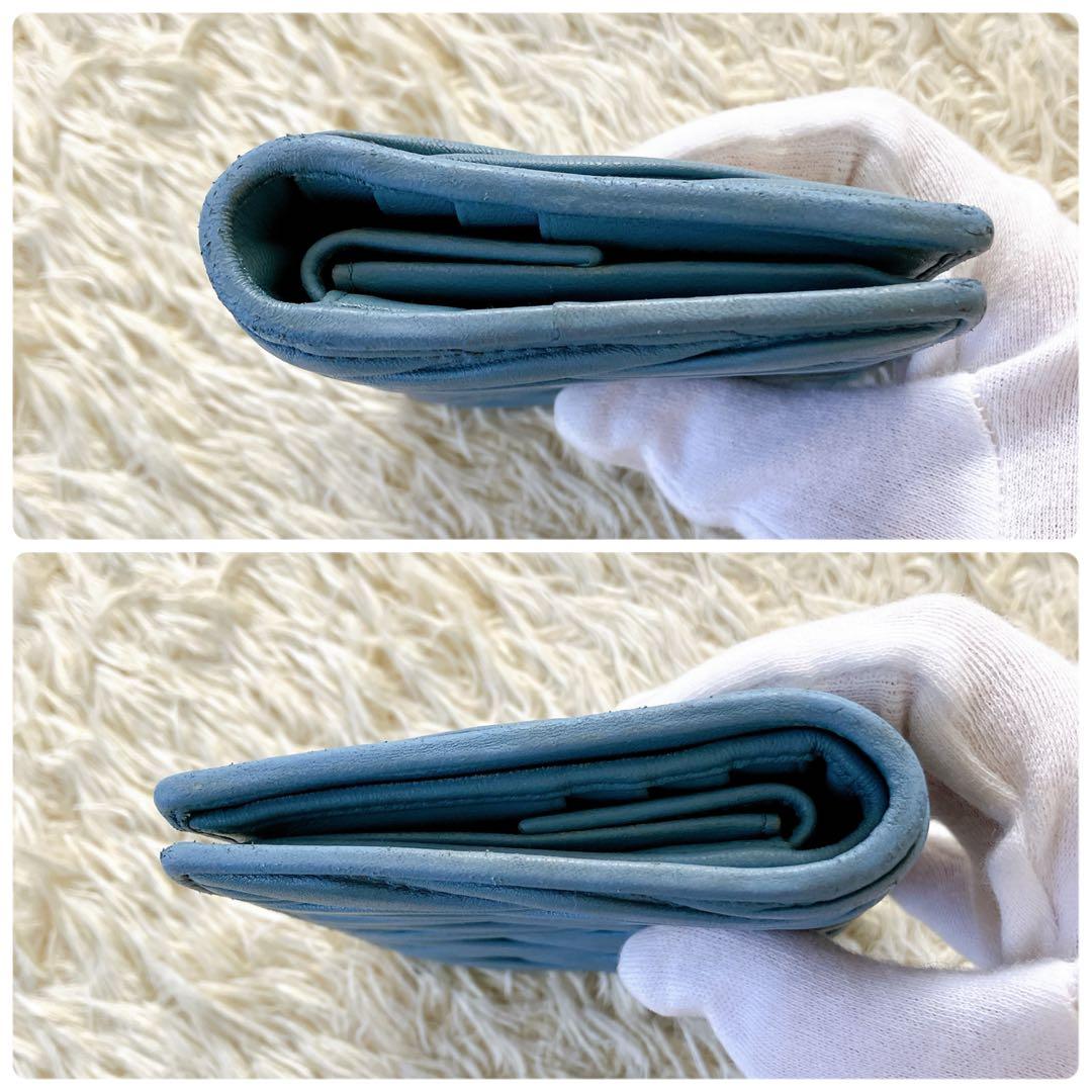 箱付✨ミュウミュウ 二つ折り財布 ビジュークリスタル マテラッセブルー RFID