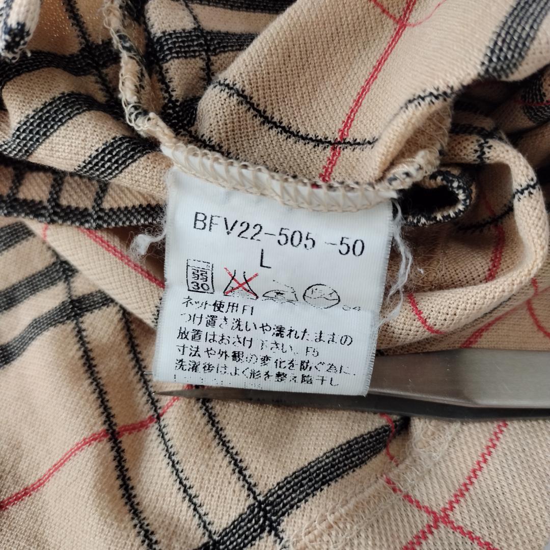 バーバリー ゴルフ ポロシャツ ノバチェック 長袖 メンズ L ベージュ ロゴ