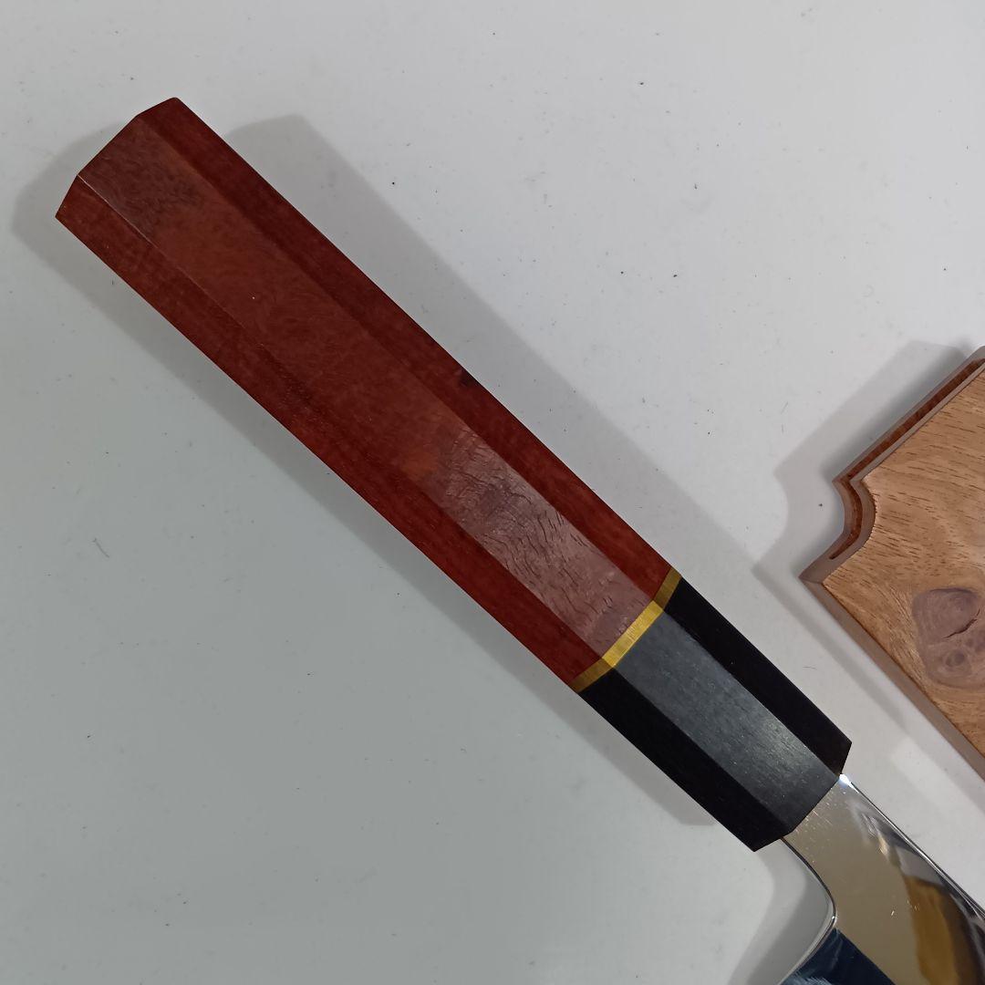 ステン本焼 Ｖ金10号鋼 柳刃 27cm ９寸 包丁 右片刃 鏡面 八角柄 鞘付