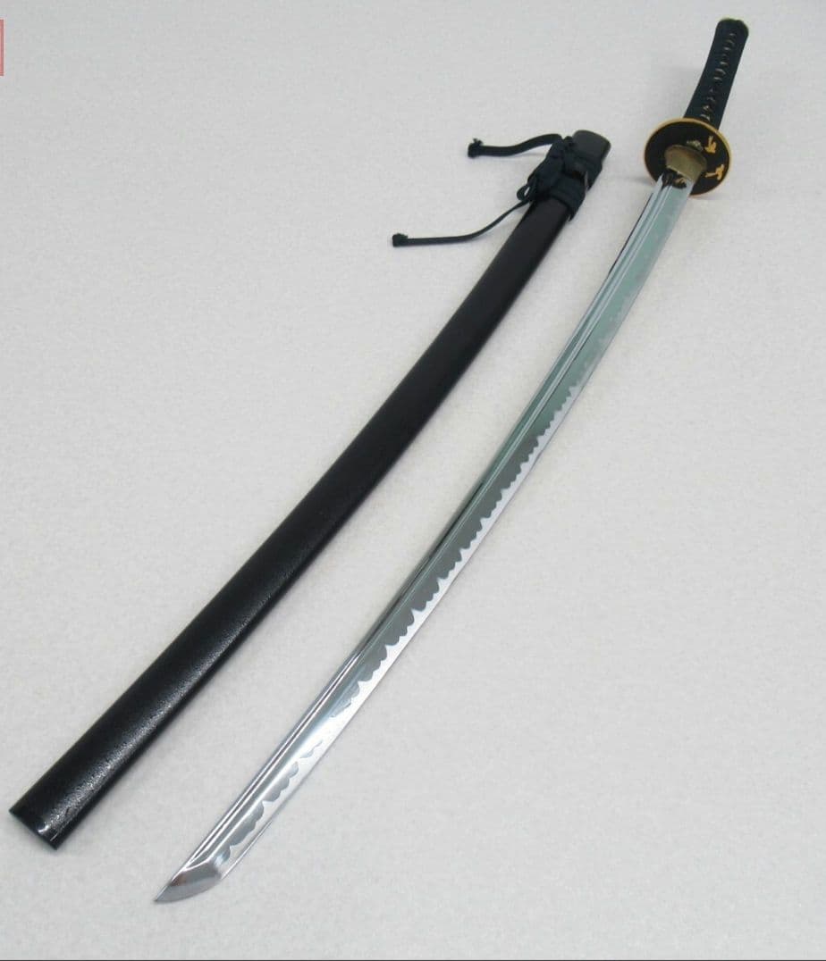 金龍図金縁黒丸鍔 本鮫 居合刀 模擬刀 美術刀