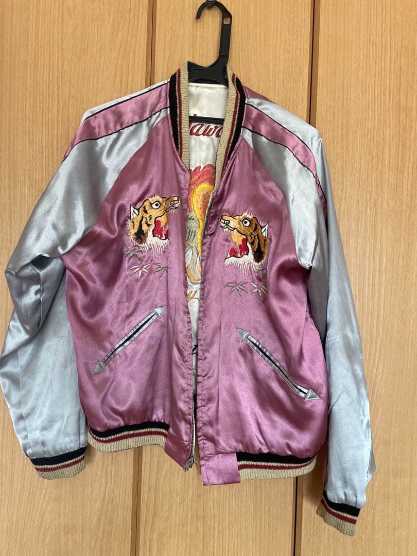 TAILOR スカジャン Lサイズ ピンク・シルバーらリバーシブル