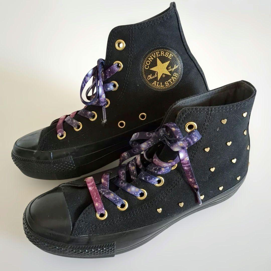 希少デザイン★極美品★コンバース スニーカー ハート スタッズ 宇宙柄 24cm