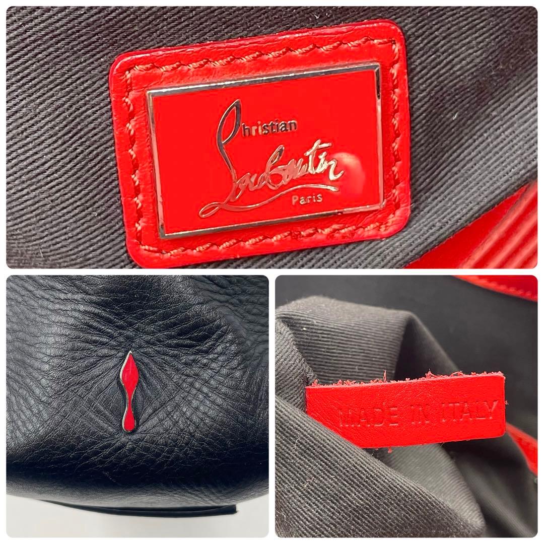 クリスチャンルブタン レザー トートバッグ 2way ショルダー ブラック大容量