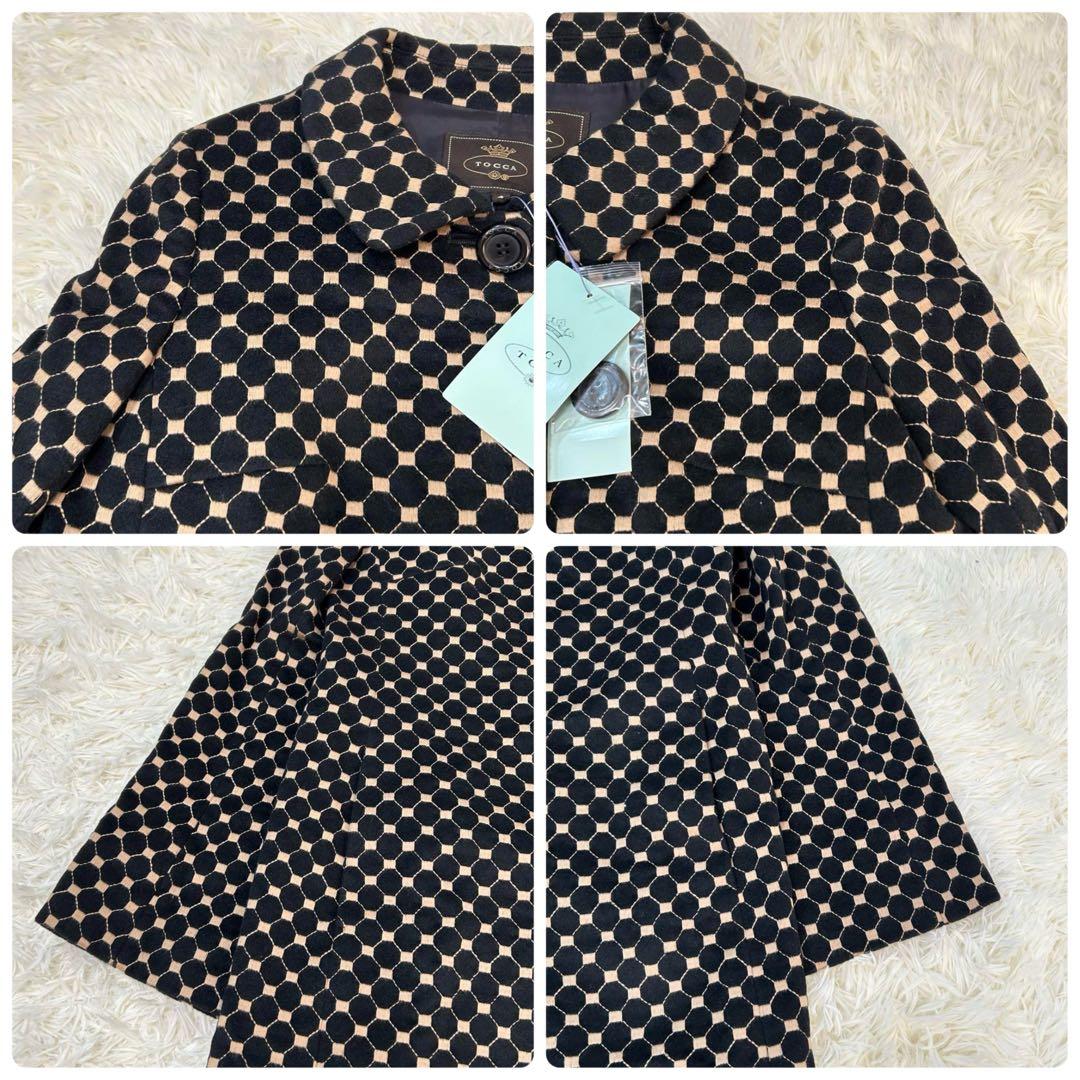 ✨未使用 トッカ アンゴラ 羊毛 ロングコート 総柄 ベロア風