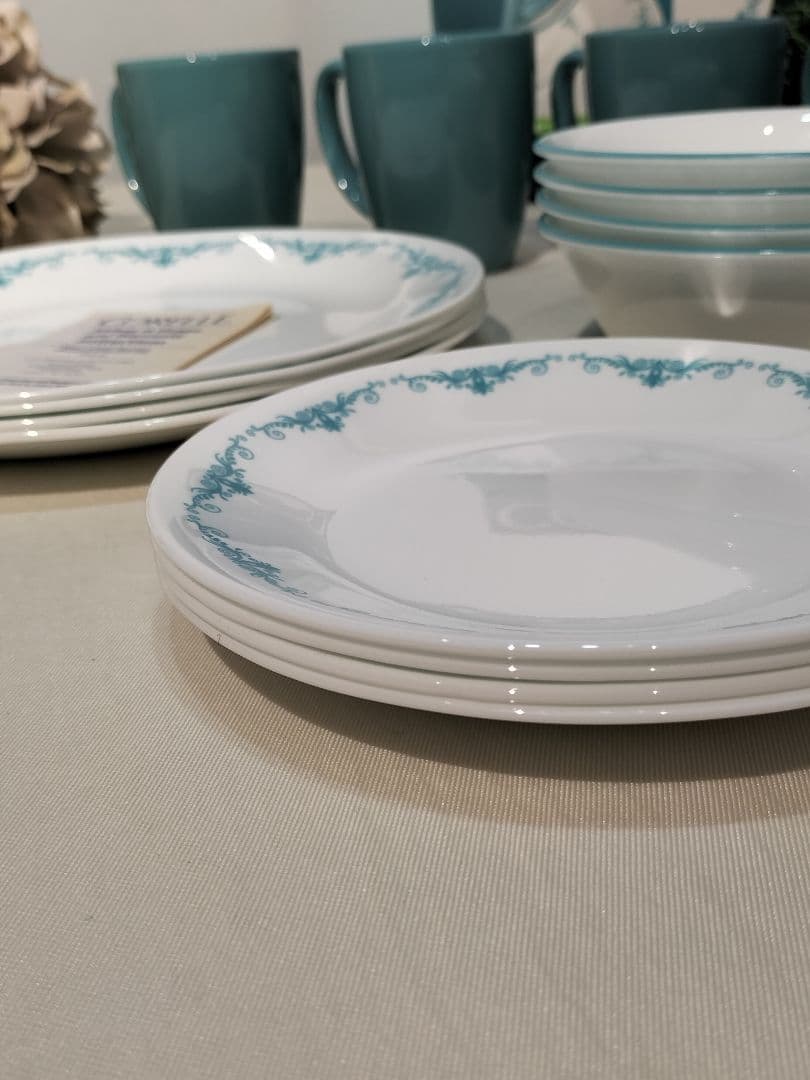 コレール　アメリカ　ガーデンレースミントブルー　16ピースセット