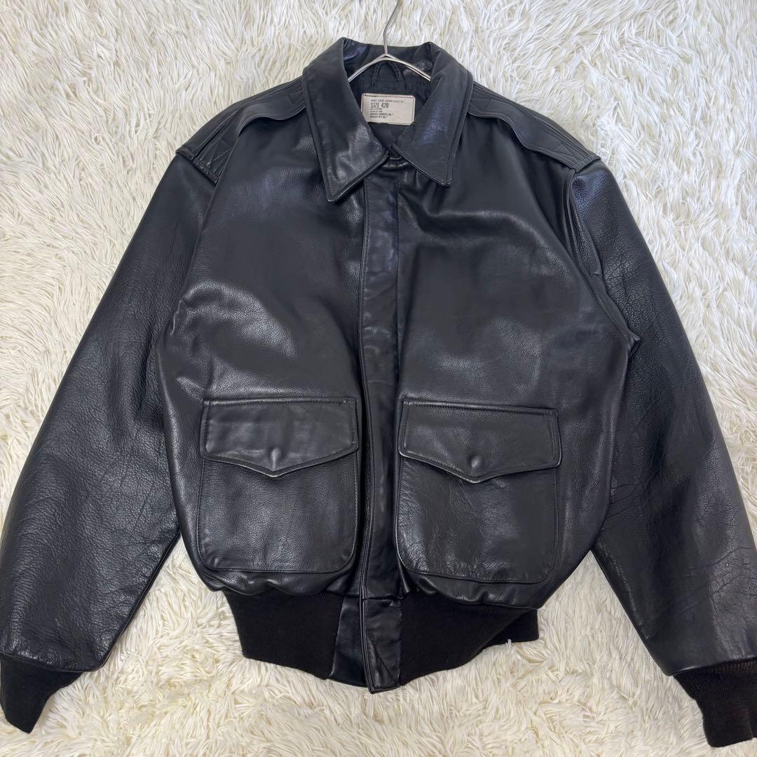 希少✨90's レザージャケット A-2 フライト　米軍官給品　42 本革　黒